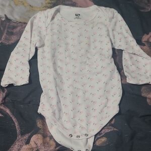 Hudson Baby White and Pink Floral Bodysuit